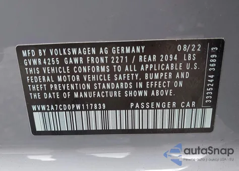 2023 Volkswagen Golf Gti 2.0T Se from USA, damaged, VIN WVW2A7CD0PW117839